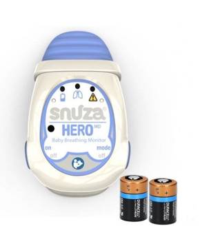 Snuza Hero MD - tragbarer Atmungsmonitor für Babys. Medizinprodukt + Duracel CR2 x 2 zusätzliche Batterien